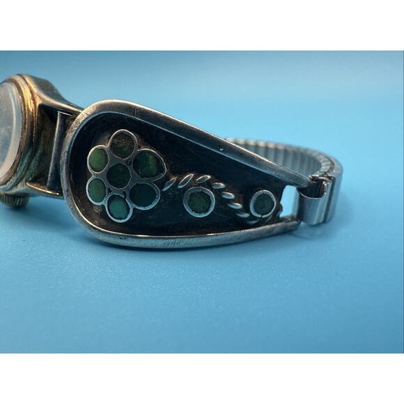 Vintage Timex Hand Wind Women\'s Watch with T. Siow Silver Turquoise Band, Works! main image 6